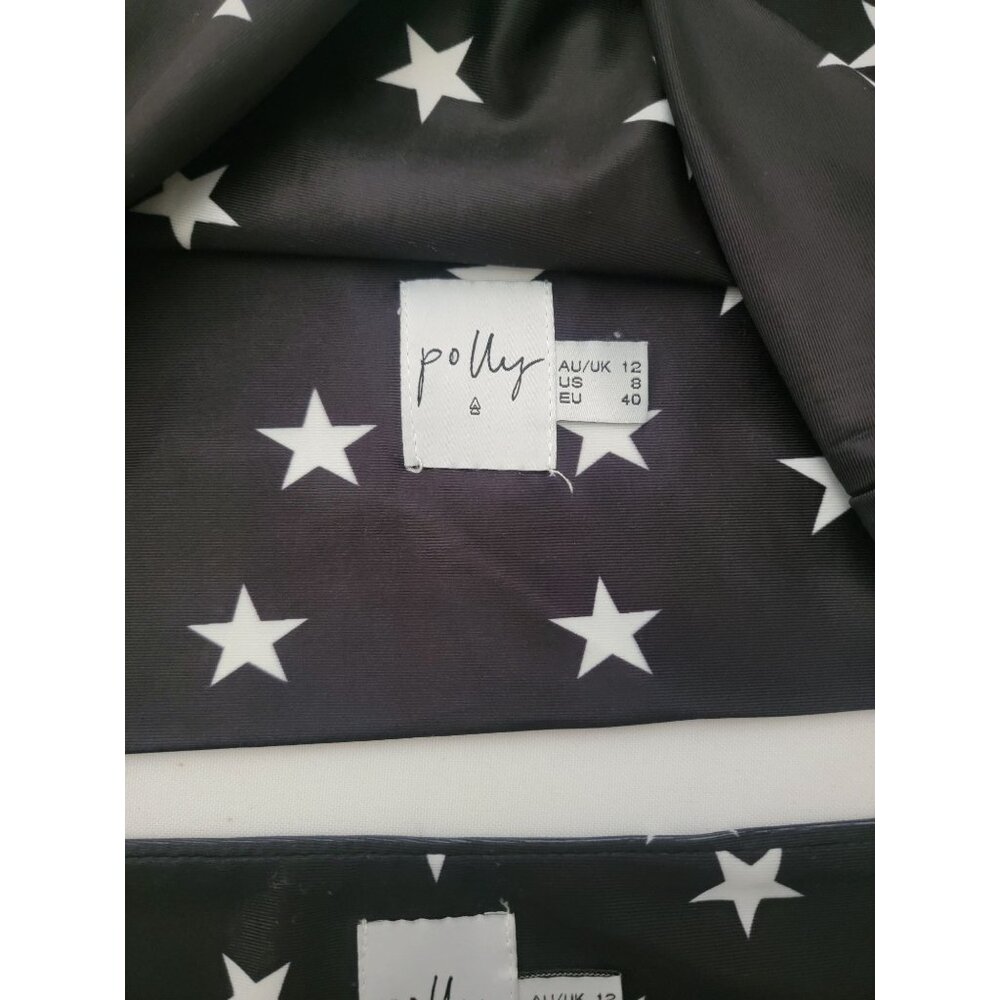 POLLY Black & White Star Print High-Waisted Strapless Bikini Set Size 8 US - Picture 4 of 9